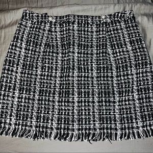 City Chic Women's Apparel Plus Size MiniSkirt with Fringe Hem and Pearl Button